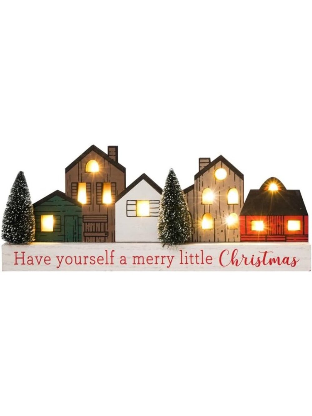 New LED Christmas Tree & Merry Christmas Sign, Rustic Wooden Holiday Table Decor